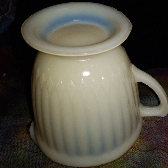 OPALESCENT MILK GLASS CREAMER SUGAR SET MACBETH EVANS - Picture 5 of 9